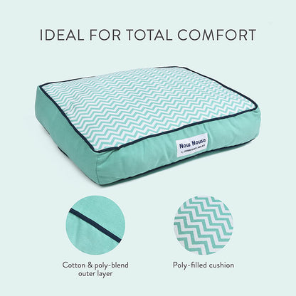 Now House for Pets by  Teal Chevron Cushion Dog Bed, Medium Medium Dog Bed Washable Dog Bed for Medium Dogs by Now House by  (FF15503)