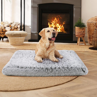 Dog Bed for Large Dogs, Washable Egg Crate Memory Foam Orthopedic Cozy Soft Long Plush Calming Pet Bed for Large Medium Size Dogs Crate, 36"X28", Gray