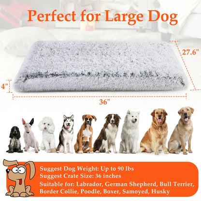 Dog Bed for Large Dogs, Washable Egg Crate Memory Foam Orthopedic Cozy Soft Long Plush Calming Pet Bed for Large Medium Size Dogs Crate, 36"X28", Gray