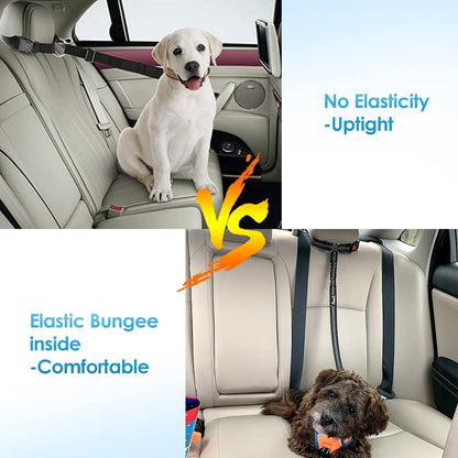 Dog Seat Belt, 2 Pack Pet Car Seatbelt Headrest Restraint Adjustable Puppy Safety Seat Belt Reflective Elastic Bungee Connect Dog Harness in Vehicle Travel Daily Use