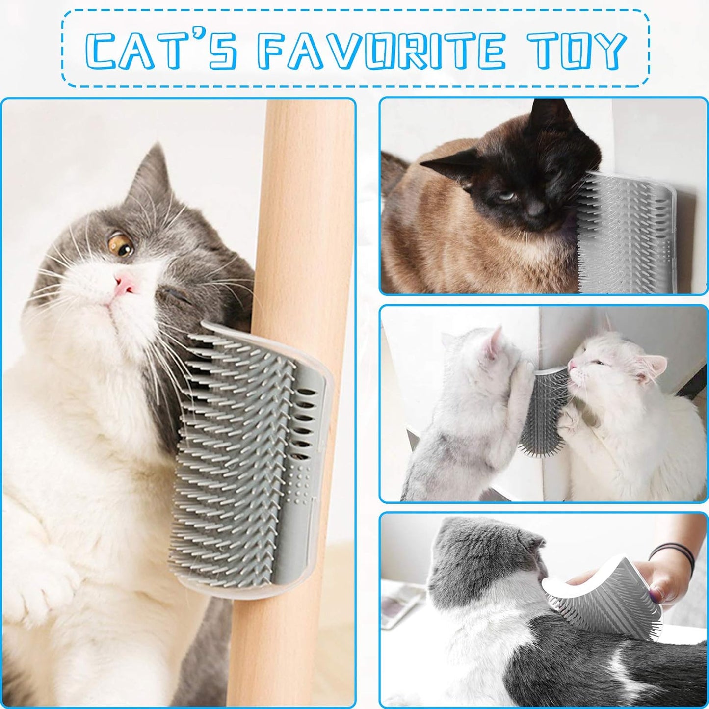 Cat Self Groomer, 2 Pack Cat Grooming Brush, Cat Face Scratcher, Wall Corner Groomers Soft Grooming Brush Cat Massage Combs for Short Long Fur Cats, Softer Massager Toy for Kitten Puppy