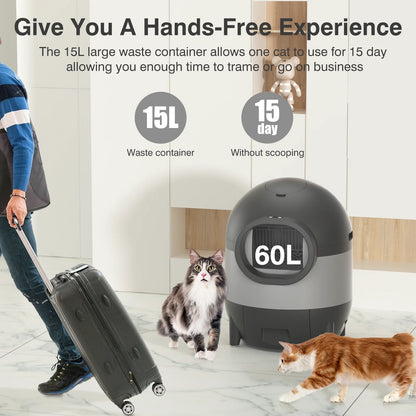 Self-Cleaning Cat Litter Box,  Automatic Cat Litter Box 2.4G Wifi with APP Control, Extra Large Capacity for Multiple Cats, Cat Litter Box Self Cleaning, Black